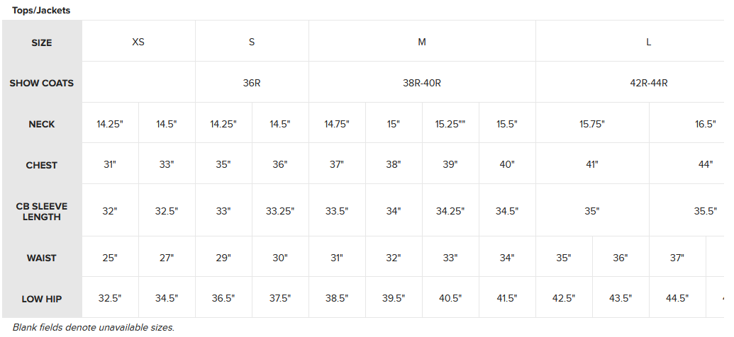 2024 Ariat Womens Tops Jackets  Size Chart